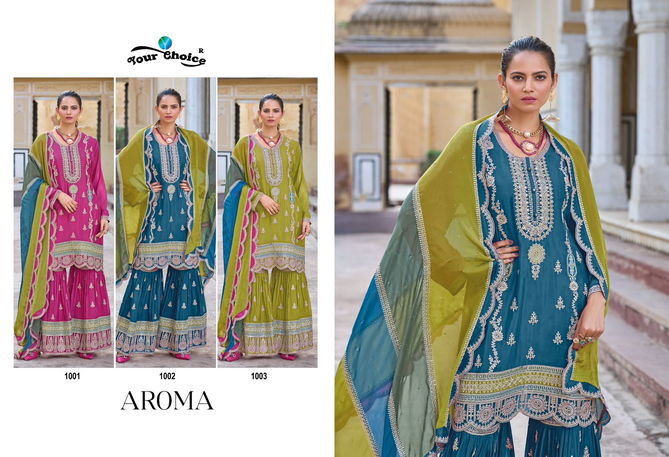 Aroma By Your Choice Real Chinon Wedding Readymade Suits Wholesale Shop In Surat